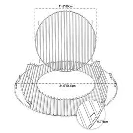 onlyfire Double-Side Hinged Cooking Grate, Gourmet BBQ System Replaced Grilling Grate for Weber 22" Charcoal Kettle Grills