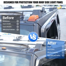 Fgtagtal Roof Side Light Cover Compatible with Hummer H2 SUT 2003-2009, Smoked Roof Top Light Trim Cover, ABS Roof Running Light Decorative Protection Trim, 4PCS, Transparent Gray (Roof Side Light)