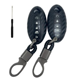 REPROTECTING Silicone Rubber Carbon Fiber Patter Key Fob Cover Compatible with 2013-2023 Nissan Altima SR Armada SL Maxima Murano Pathfinder Rogue Titan Versa Sentra (5 Buttons)