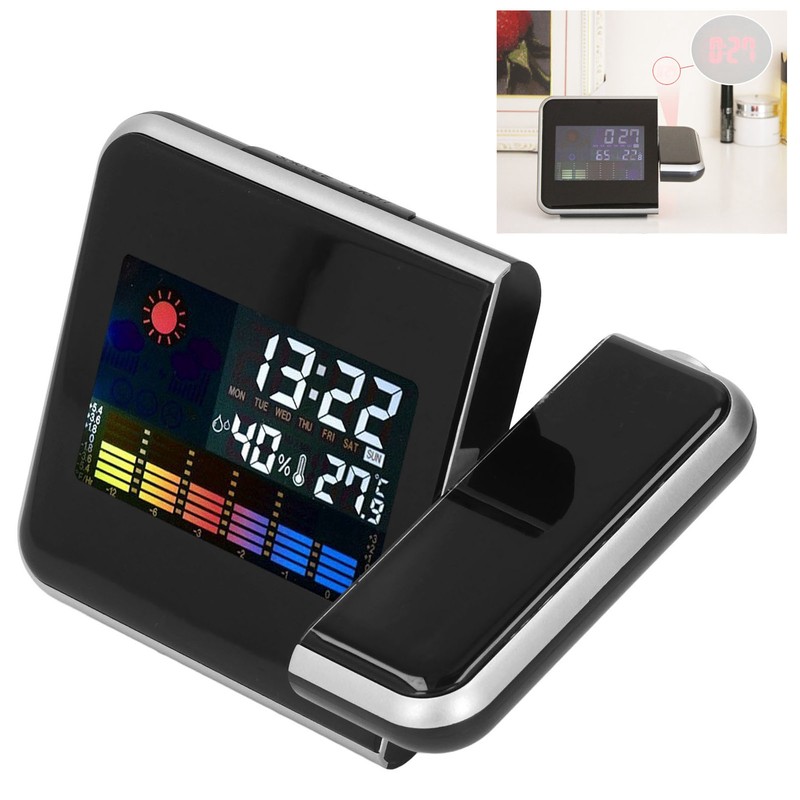 Weather Station Clock Temperature Humidity LCD Color Display LED Backlight