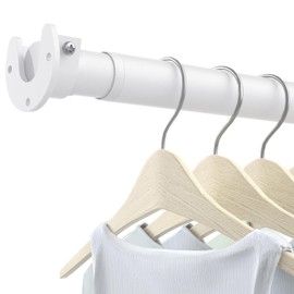 Closet Rods for Hanging Clothes, 17 to 28 Inch Heavy Duty Stepless Adjustable Closet Hanging Rod, 1.3 Inch Diameter Metal Closet Rod for Wardrobes Laundry Bedroom RV