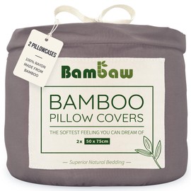 Dark Grey Pillow Cases 2 Pack | Standard Pillow Cases 50x75 cm | Grey Pillow Case | Bamboo Pillow Covers | Hotel Bedding | Cooling Pillow Cases | Grey Oxford Pillowcases 2 Pack | Bambaw