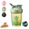 SHANGFENG Protein Shaker Bottle With PP Ball Leak Proof Secure Drinking Flip Cap Plastic Workout Water Bottle for Powder Shaker Gym Sports Supplement Fitness Workout 350 ml (green)