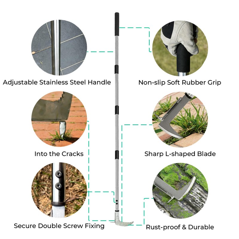 BEFISAAC Crack Weeder, Durable Weed Puller Tool with Long Handle,