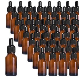 Easeen 48 Pack 1/2oz Clear Glass Dropper Bottles, Eye Dropper Bottles with Glass Droppers for Essential Oils, Perfumes (15ml, Amber)