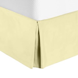 Omnegon Pleated Bed Skirt for King Size Bed, 100% Cotton Blend 10” inch Tailored Drop Dust Ruffle, Covers Bed Legs and Frame - Ivory