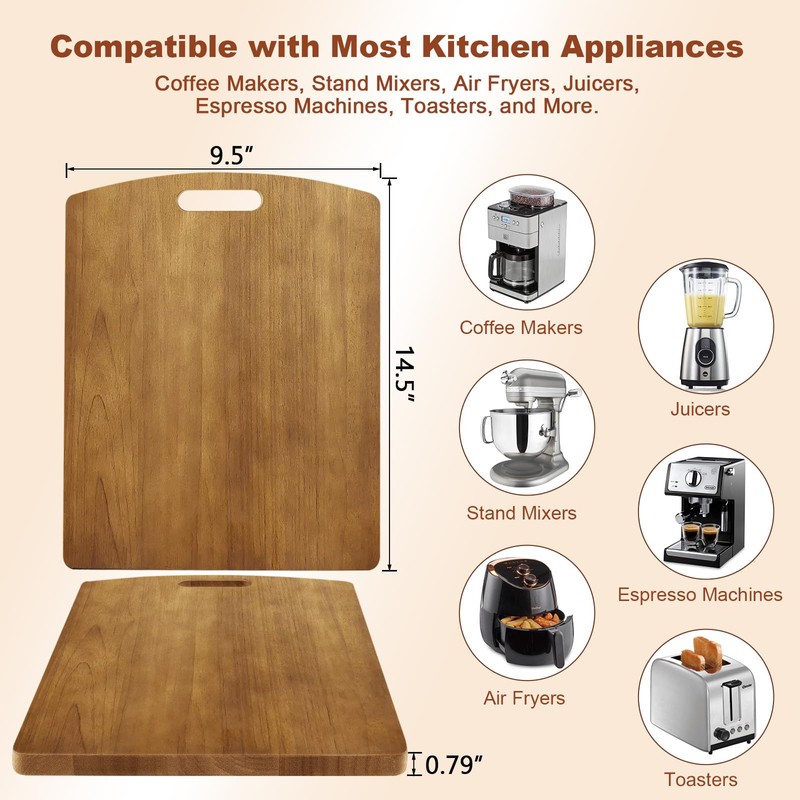 Sliding Tray for Coffee Maker - Solid Wooden Appliance Slider