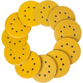 STEBRUAM Disc Paper, 110 Pieces, 4.9 inches (125 mm), 8 Holes, Round Sandpaper, Magic Type, Sandpaper (60#/80#/100#/120#/150#/180#/240#/320#/400#/600#/800#/10 Sheets) For Electric Sanders Sanding Pad Wood For DIY projects Car Polishing, Metal Polishing, 