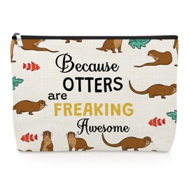 Gevody Otter Lover Makeup Bag Sea Otter Gifts for Women Inspirational Gifts for Best Friend Daughter Female Mom Animal Lover Cosmetic Bag Birthday Christmas Graduation Present Friendship Travel Pouch