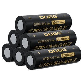 BENKIA 21700 Rechargeable Battery 3.7Volt Li-ion Batteries 5000mAh High Capacity Flat Top 21700 for Led Flashlight Headlamp (6 Pack)