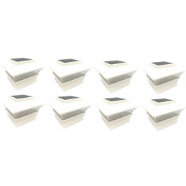 RELIGHTABLE 8-Pack Solar White 3 3/4 "x3 3/4 " Square Deck Post Fence LED Light PL244WC35