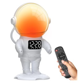 Astronaut Wake Up Light Sunrise Alarm Clock for Kids, Heavy Sleepers, Bedroom, Gradual Sunlight Alarm Clock with Sunrise Simulation, 22 Night Lights, 30 Natural Sounds, Gift Idea(White+Remote Control)