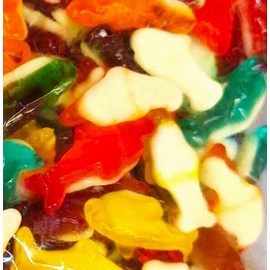 SweetGlob Gummy Sharks (1 Pound, Assorted Rainbow)