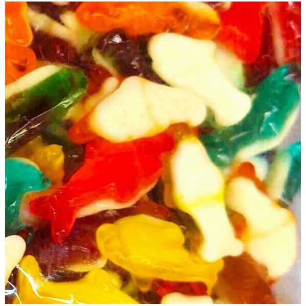 SweetGlob Gummy Sharks (1 Pound, Assorted Rainbow)