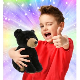 DolliBu Floppy Black Bear Stuffed Animal - Soft Huggable Black Bear, Adorable Playtime Bear Plush Toy, Cute Wild Life Cuddle Gifts, Super Soft Plush Doll Animal Toy for Kids and Adults - 9 inches