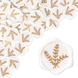 VAIPI 50 Pcs Adhesive Wax Seal Stickers Floral Envelope Seals Self Adhesive Wax Stickers for Invitation Wedding Shower Birthday Party Letter, Greeting Cards, Gift Wrap (Leaves)