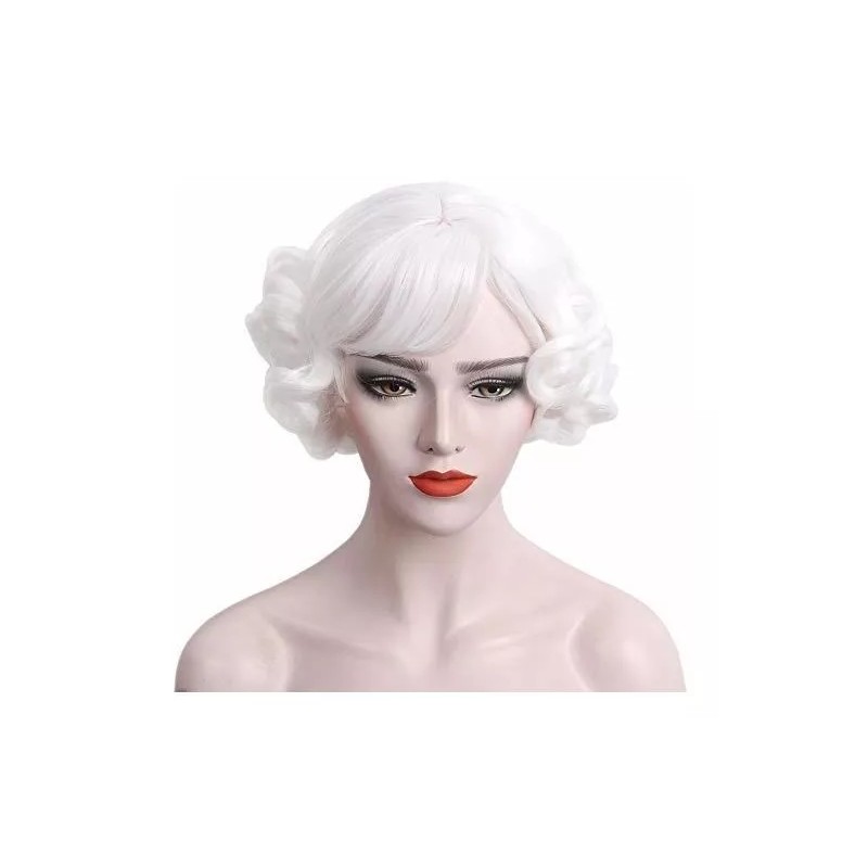 Stfantasy Peluca Blanco Rizado Con Fleco Stfantasy