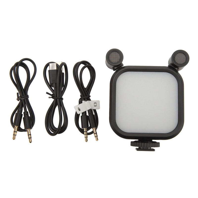 Stereo Microphone Light 10 Levels Brightness Dual Mic Fill Lamp