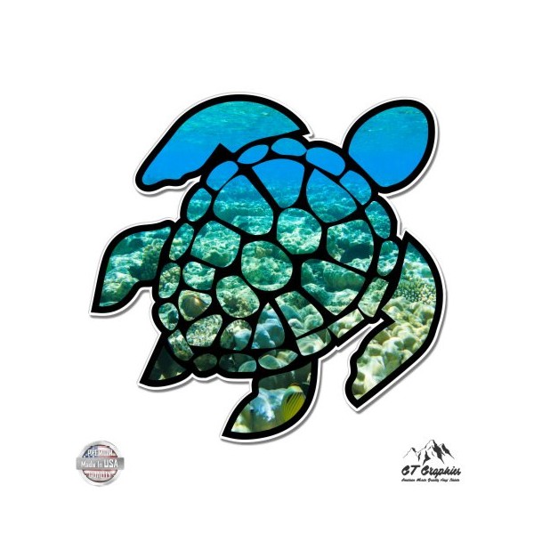 GT Graphics Sea Turtle Ocean Beach Coral Reef - 20" - Large Size Vinyl Sticker - for Truck Car Cornhole Board