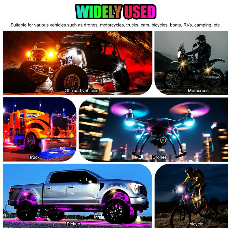 Wireless LED Lights for Car, Wireless Rock Lights with 8