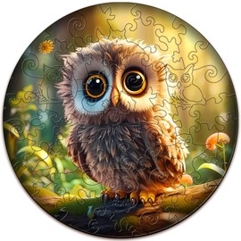 Aeekdook Wooden Puzzles for Kids Ages 4-8, Cute Owl Puzzle, Unique Animal Shaped Wooden Jigsaw Puzzles for Kids, 50 Pieces Puzzles for Kids(50pcs,11.4 * 11.4in)