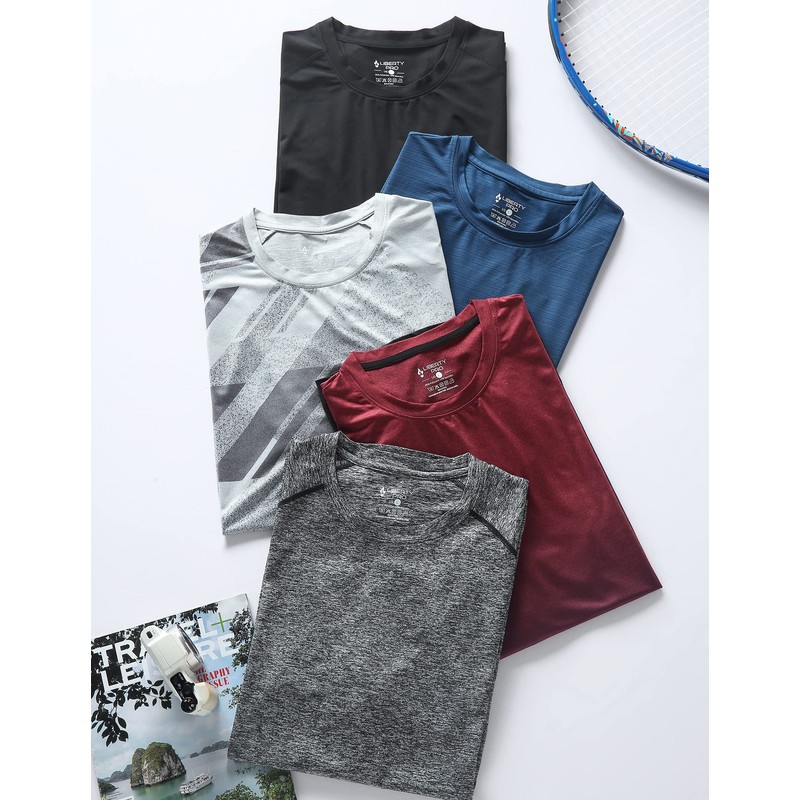 5 Pack Men’s Active Quick Dry Crew Neck T Shirts