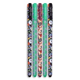 Vera Bradley Gel Pen Set of 5 with Storage Pouch, Colorful Pens in Assorted Ink Colors (Summer 24 Medley)