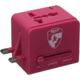 Heys America Unisex All-In-One Travel Adapter Pro with USB Fuchsia One Size