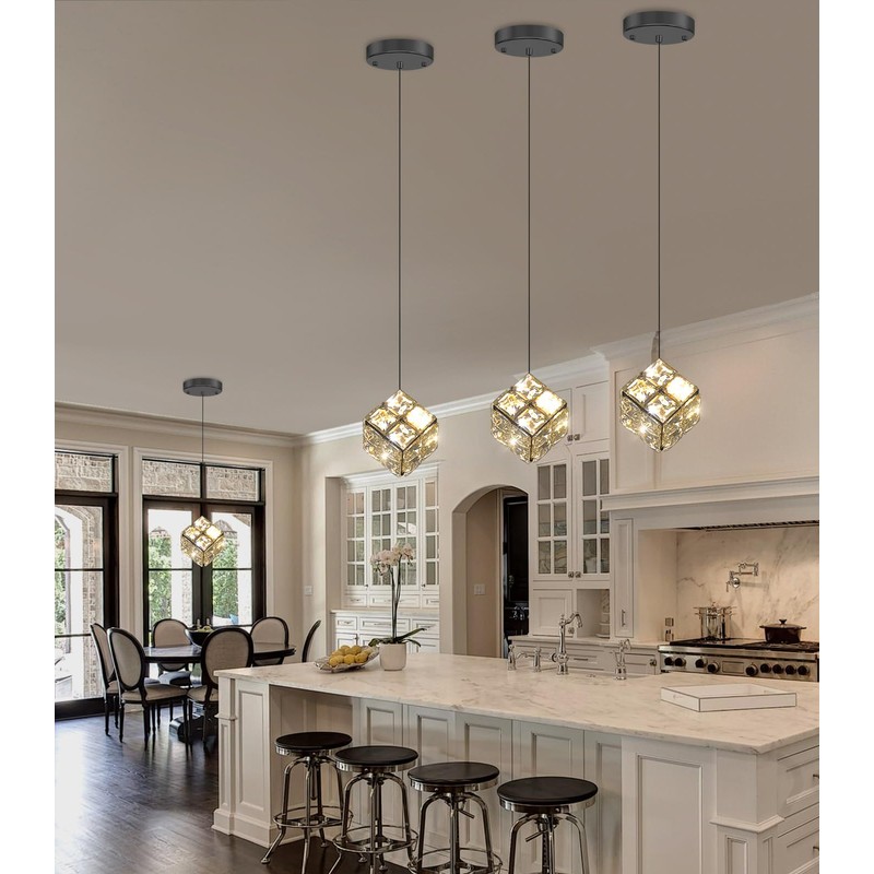 dolria Mini Pendant Lights Crystal Chandeliers for Dining Room Kitchen