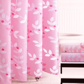 BAIHT HOME Pink Leaves Decor Soft Fabric Shower Curtain Water-Repellent Eco-Friendly Cute Polyester Fabric Bath Curtains, 72" X 72"
