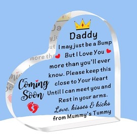 JETTOP Daddy to be Gifts -Dad to Be Gifts Acrylic Plaque New Dad Gifts for New Father First Time Dad Gift from Wife Soon to be Daddy Birthday Christmas Fathers Day