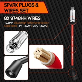 41-114 Iridium Spark Plugs and Wires Set for Chevy 5.3L 6.2L 4.8L 6.0L, 2014-2024 SparkPlugs Compatible with GMC Yukon Sierra Silverado 1500 Suburban Tahoe 12622441