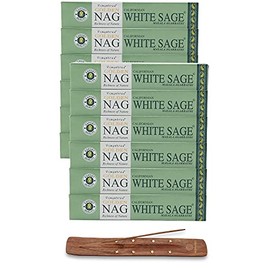 Vijayshree 12 x Vedmantra Premium Incense Sticks 180g White Sage + FREE Vedmantra Incense Holder