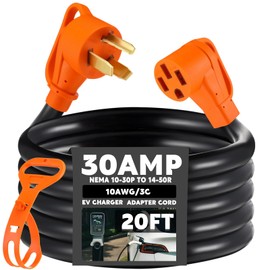 Xuhal 20 ft EV Charger Adapter Cord Compatible with NEMA 10-30P to 14-50R, 30 Amp Dryer to 50 Amp EV for Level 2 Charging, 4 Prong to 3 Prong Power Extension Cord with Handle, ETL Listed