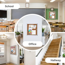 Outdoor Enclosed Cork Bulletin Board Tamper-Proof Dispaly Case, Aluminium Frame, Weatherproof Cork Noticeboard, Enclosed Cork Board for School, Office, Restaurant, Hospital etc（28 * 26inches）