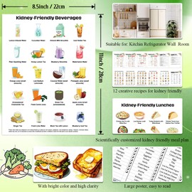 iyouthlife 12 Pcs Kidney Friendly Food List Poster, Kidney Disease Diet Meal Plan, Low Potassium Grocery List Kidney Diet Chart Guide, Shopping List for Beginners