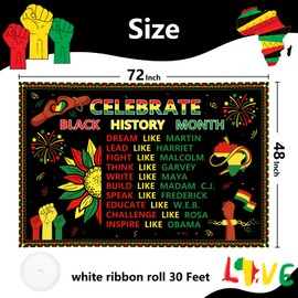 Arosche Black History Month Banner 72" x 48" Decorations African American History Month Inspirational Words Banner Photography Background for Black History Month, Juneteenth Party Supplies Home Decor