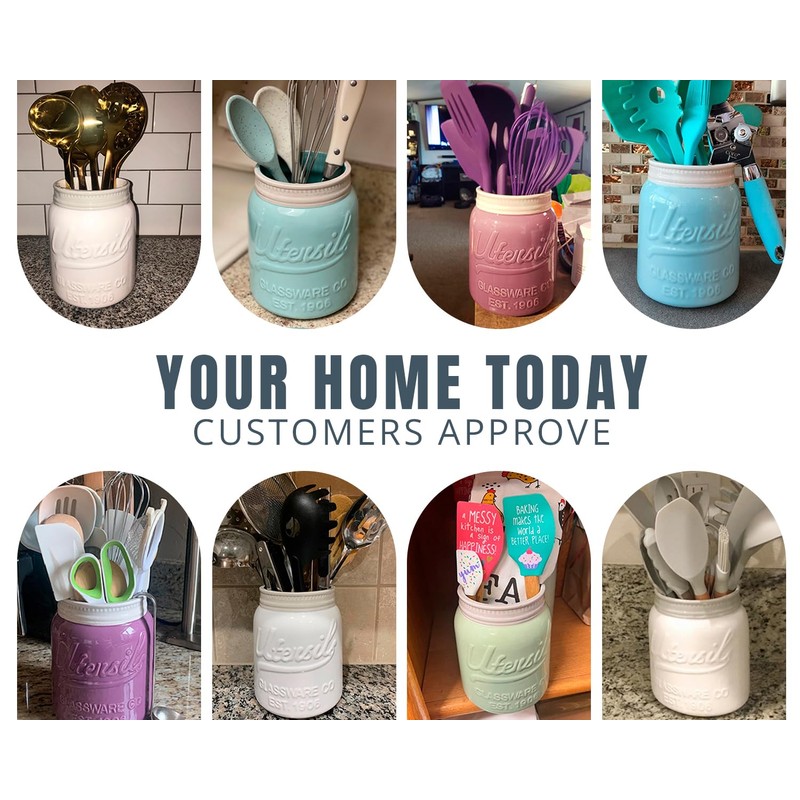 Comfify Wide Mouth Mason Jar Utensil Holder Decorative Kitchenware Organizer