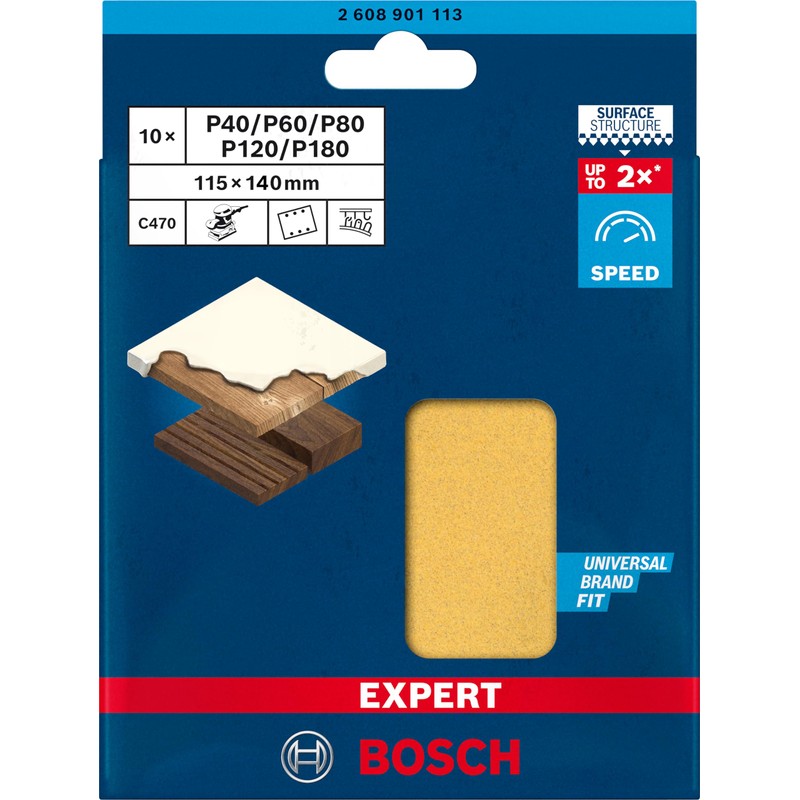 Bosch Professional 10 pc. Expert C470 Sandpaper Set (for Hardwood,
