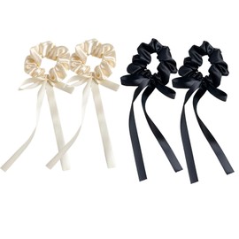 shefun JP226 Ribbon Scrunchie Silk Scrunchie Ribbon Hair Rubber Set of 4 Adults Stylish Hair Elastic Ribbon Hair Accessory Women's Hair Ornament