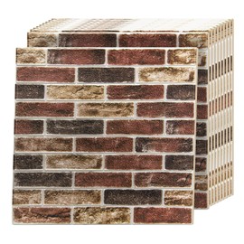 Art3d 10Pcs Large Size 52.5 Sq.FT 3D Self-Adhesive Foam Brick Wall Panels, Red Brown(10 Pack)
