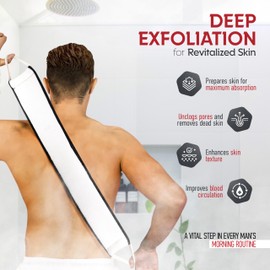 Almooni Natural Egyptian Loofah Back Scrubbers for Use in Shower, Exfoliating Natural Loofah Back Scrubber for Shower for Men and Women to Clean Your Back Deeply - 1 Count (1 Pack) - Black