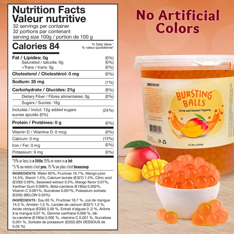 Mango Boba Pearls Mango Popping Bursting Boba Bubble Tapioca Pearls