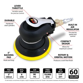 Performance Tool M548 5-Inch Random Orbital Sander