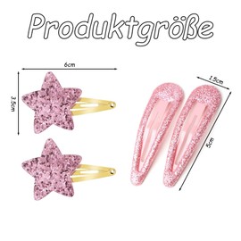 Pack of 24 Star Hair Clips Girls, Cute Hair Clips Girls, Sparkling Hair Clips Children, Hair Clip Girls Colourful Glitter Hair Clips for Girls Children Toddlers