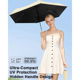 ZOMAKE UV Mini Umbrella Compact Lightweight Travel Umbrella – Sun Protection UPF50+ Pocket Folding Umbrellas with Double Rib and Hanging Bag, Manual Small Folding Umbrellas for Men Women, Kids