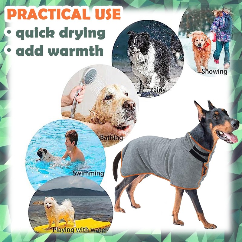 DKDDSSS Dog Bathrobe, Absorbent Bathrobe Dog with Velcro Fasteners, Microfibre