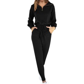 ANRABESS 2 Piece Outfits for Women Sweat Suit Knit Sweater Set Loungewear Matching Set 2023 Fall Winter Fashion Clothes Sweatsuit Jogger Tracksuit Ci779-hei-S