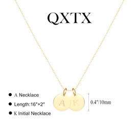 QXTX Initial Necklaces for Women,18K Gold Plated Dainty Letter Necklace for Women, Stainless Steel, No Gemstone