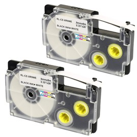 2X Compatible Ribbon Label Tapes XR-9WE XR-9WE1 Black on White 9mm x 8m Replacement for Casio KL-60 100 100E 120 200 200E 300 750 780 820 2000 7000 7200 7400 8100 8200 P1000 C500 CW-L300 Label